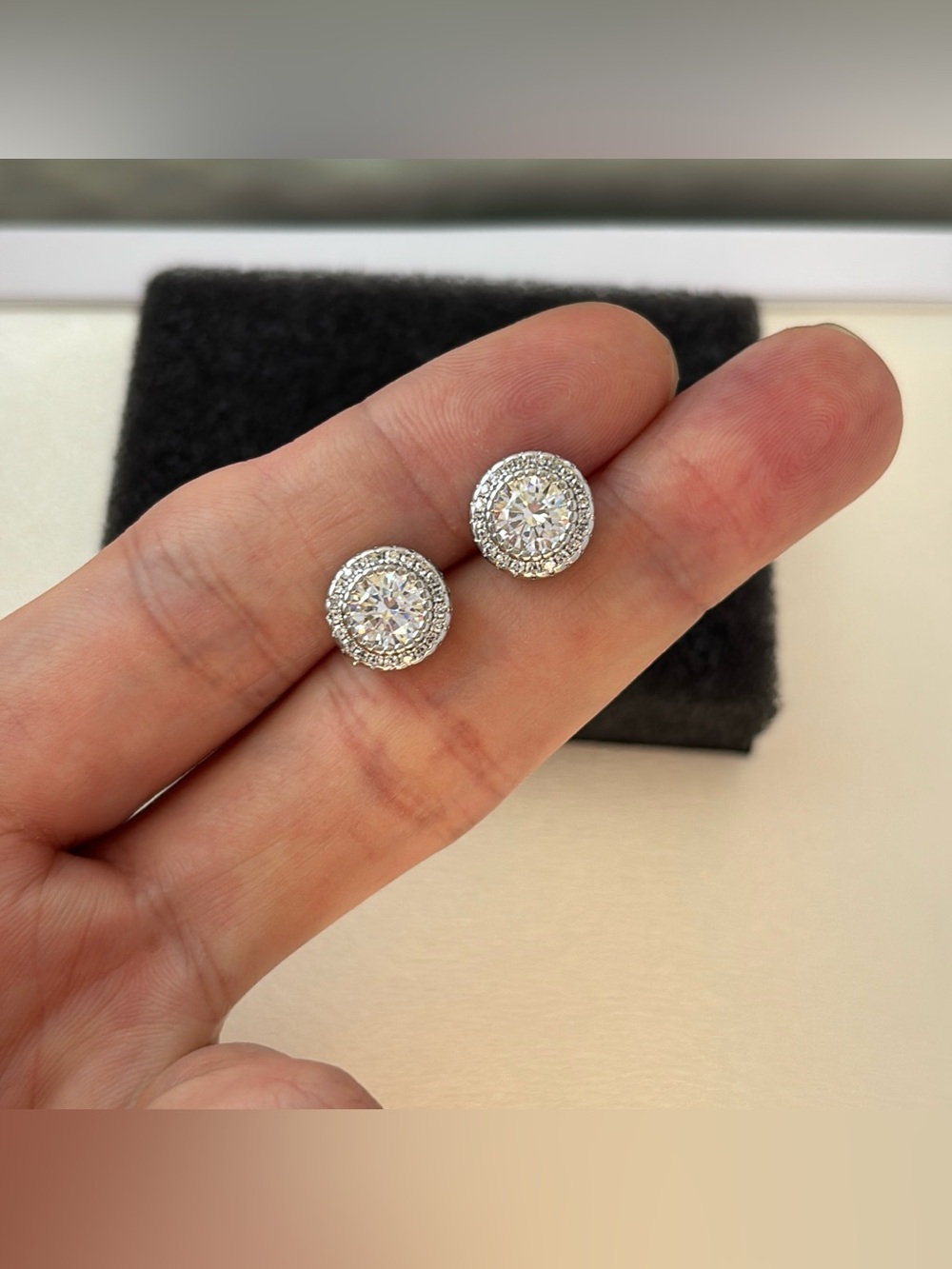 10mm CZ Stud Earrings for Men Women Streetwear Hip Hop Punk Unisex Earrings